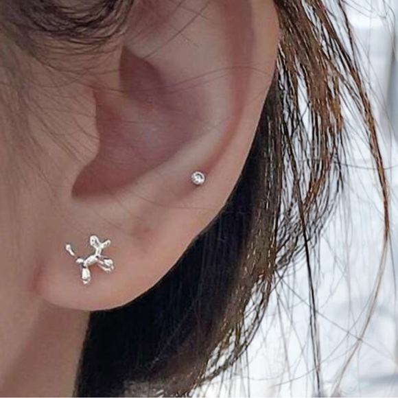 Sterling Silver Balloon Dog Earrings - Picture 5 of 6